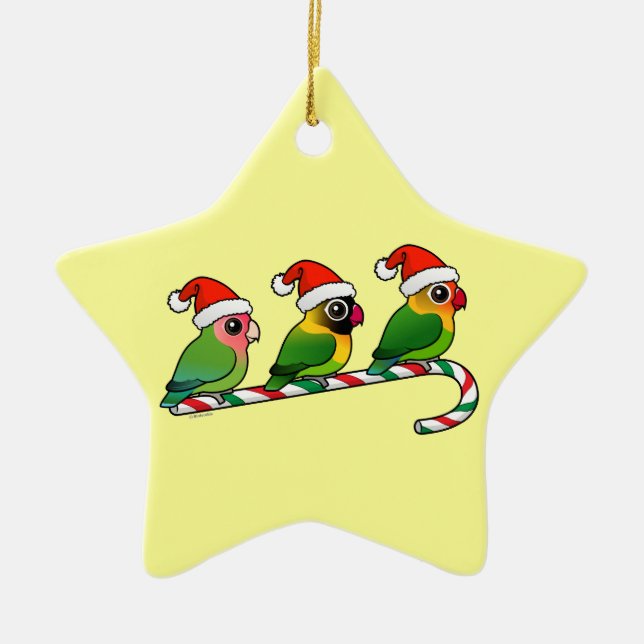 Lovebird-Zuckerstange Keramik Ornament (Vorne)
