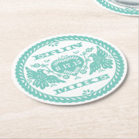 Lovebirds aquamarines 4" PapierUntersetzer