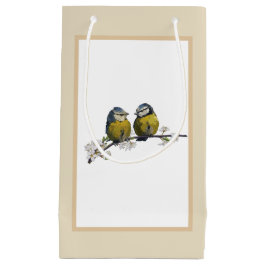 Lovebirds auf einem Kirschblütenbeige Kleine Geschenktüte