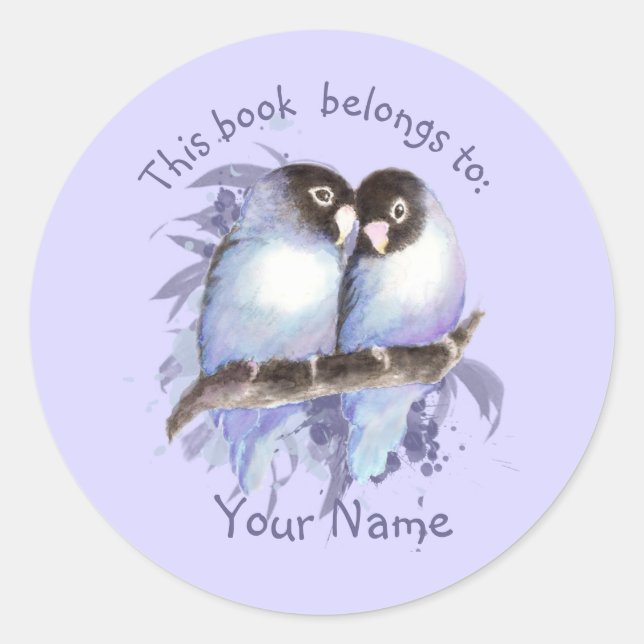 Lovebirds Bird Dieses Buch gehört Buchzeichen Runder Aufkleber (Vorderseite)
