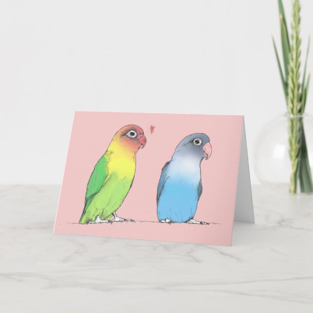 Lovebirds Blank Greeting Card Feiertagskarte (Vorderseite)