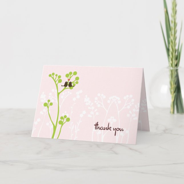 Lovebirds (Blush Pink) Vielen Dank Dankeskarte (Vorderseite)