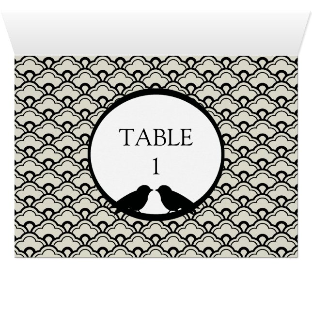 Lovebirds - Carte de table de réception de mariage (Intérieur Horizontal (Bas))