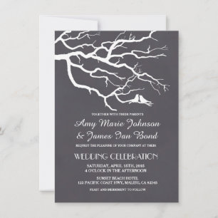 Lovebirds Chalkboard Hochzeit lädt zum Livebird4 Einladung