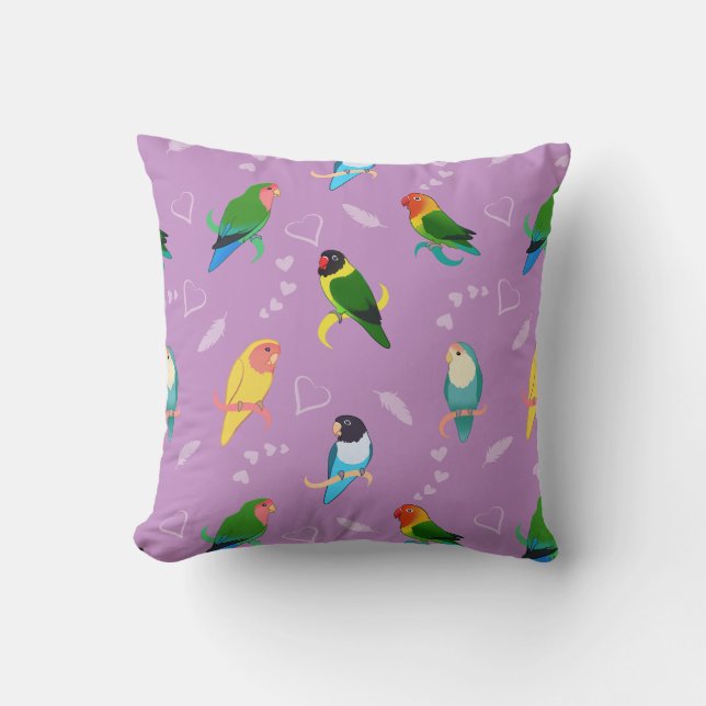 Lovebirds des Rainbow Colors Pattern Kissen (Vorderseite)
