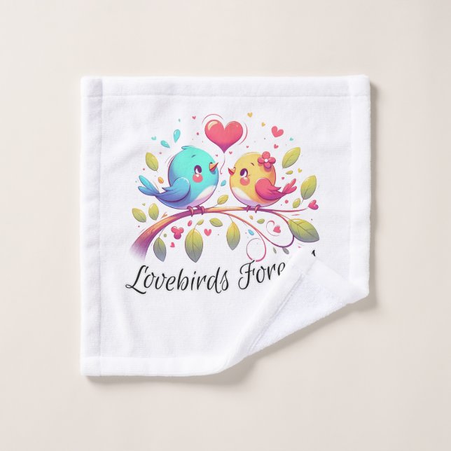 Lovebirds éternel mignon couple (Gant de toilette)