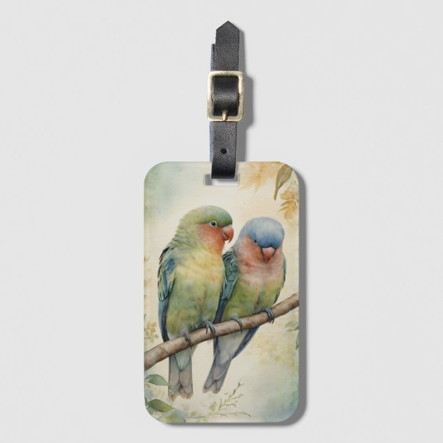 Lovebirds Eukalyptus Tree Gepäckanhänger (Vorderseite Vertikal)