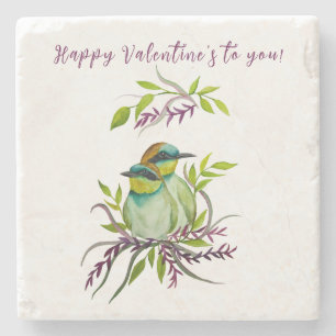 Lovebirds für den Valentinstag Steinuntersetzer