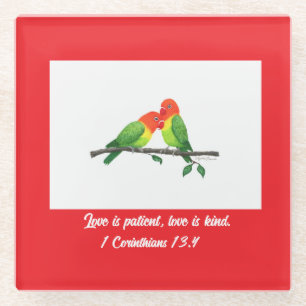 Lovebirds Glass Untersetzer