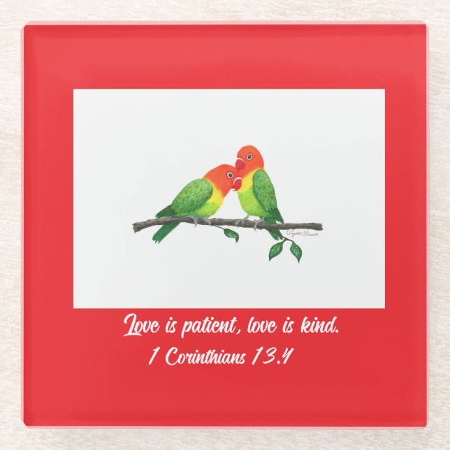 Lovebirds Glass Untersetzer (Vorderseite)