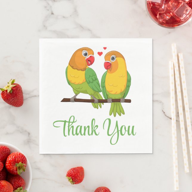 Lovebirds Green Love Birds Danke Hochzeit Serviette (Beispiel)