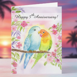 Lovebirds Happy 5th Anniversary  Karte