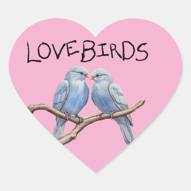 Lovebirds Herz-Aufkleber (Vorderseite)