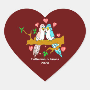 Lovebirds Herz-Aufkleber
