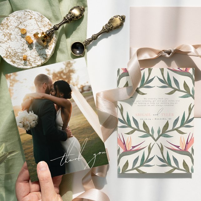 Lovebirds in Paradise Carte de remerciements photo (Créateur téléchargé)