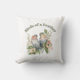 Lovebirds in Pastel Watercolors Kissen