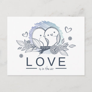 Lovebirds Lila Blumenhochzeit Verlobung Bridal Postkarte