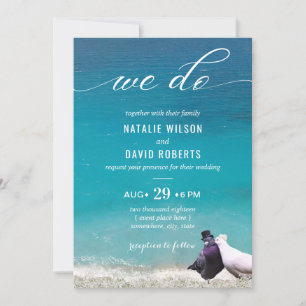 Lovebirds machen wir Typografie Beach Wedding Einladung