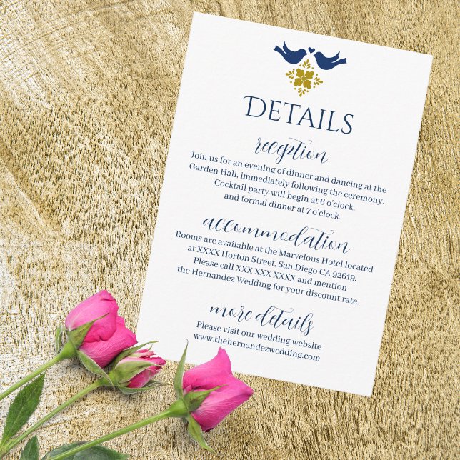 Lovebirds Mexican Wedding Details Enclosure Card RSVP Karte (Von Creator hochgeladen)