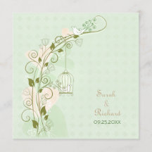 Lovebirds Mint Wedding Einladung