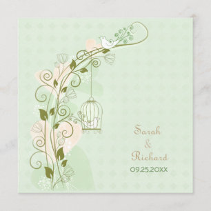 Lovebirds Mint Wedding Einladung