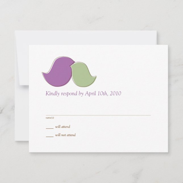 Lovebirds modernes, cartes RSVP (Devant)