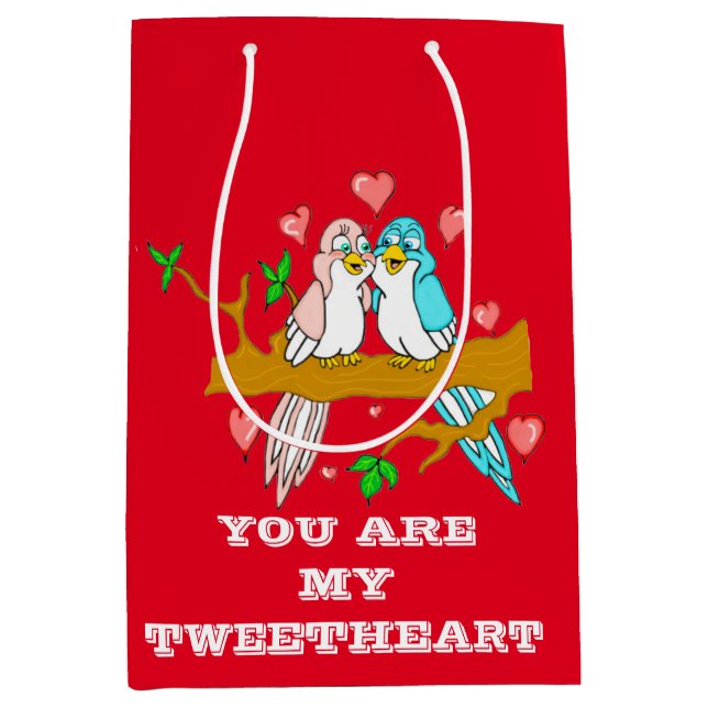 Lovebirds Personalisierte Geschenktaschen Mittlere Geschenktüte (Vorderseite)