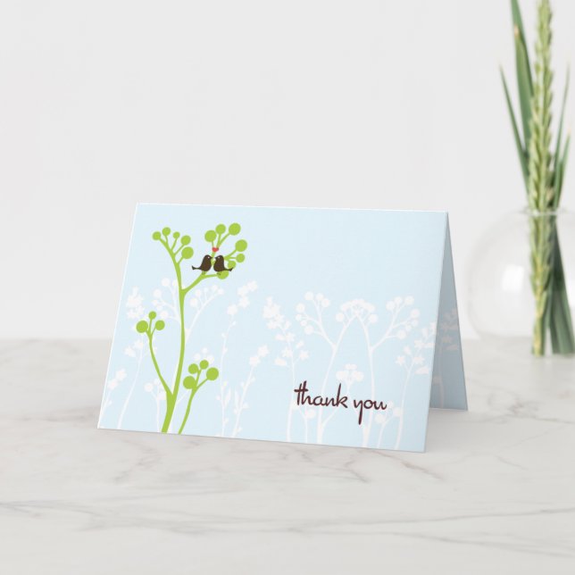 Lovebirds (Powder Blue) Vielen Dank Dankeskarte (Vorderseite)