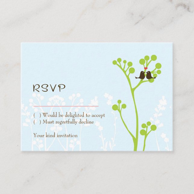 Lovebirds (Pulverblau) RSVP-Karte Begleitkarte (Vorderseite)
