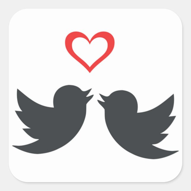 LOVEBIRDS QUADRATISCHER AUFKLEBER (Vorderseite)
