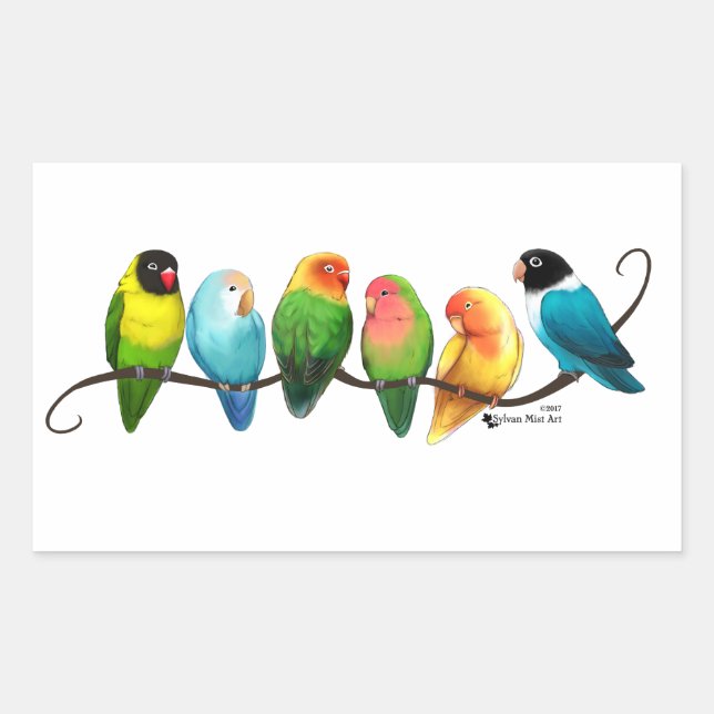 Lovebirds Rechteckiger Aufkleber (Vorderseite)