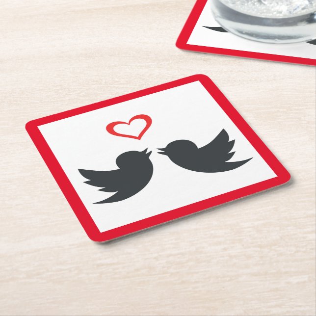 LOVEBIRDS RECHTECKIGER PAPPUNTERSETZER (angewinkelt)