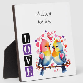 Lovebirds romantic custom text valentine purple fotoplatte