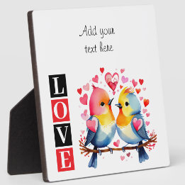 Lovebirds romantic custom text valentine red fotoplatte