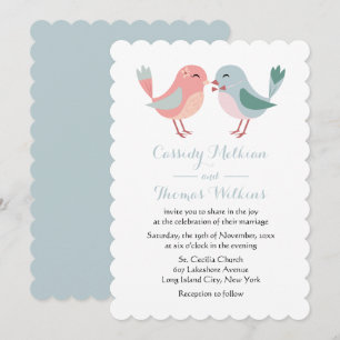 Lovebirds Rosa- und Blauvögel Einladung