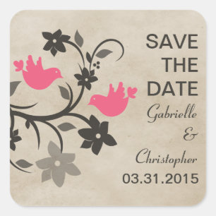 Lovebirds rose floral sauvez la date Stickers