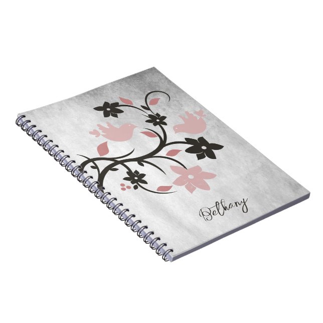 Lovebirds roses Carnet personnalisé (Côté Droit)
