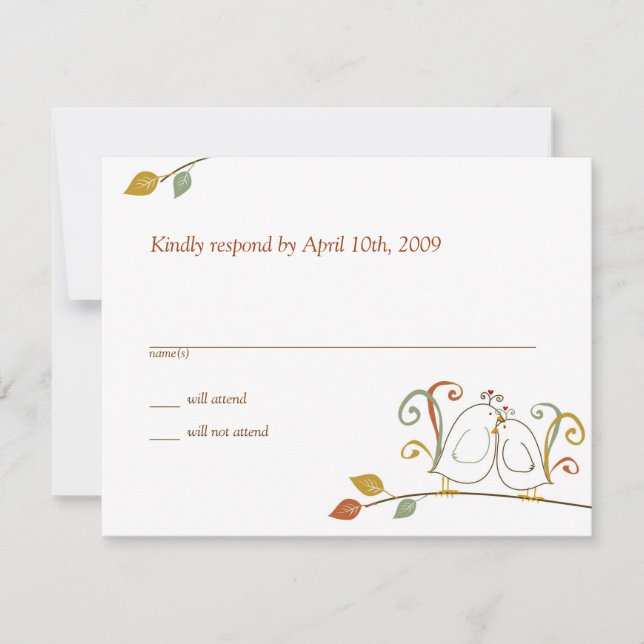 Lovebirds RSVP-Karte RSVP Karte (Vorderseite)