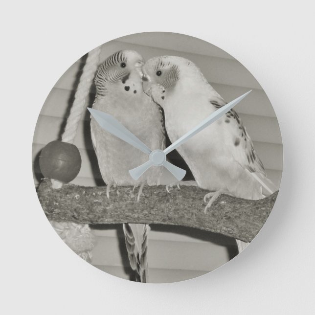 Lovebirds Runde Wanduhr (Vorderseite)