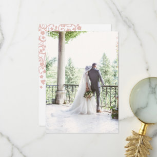 Lovebirds Secret Garden Blush Foto Hochzeit Dankeskarte