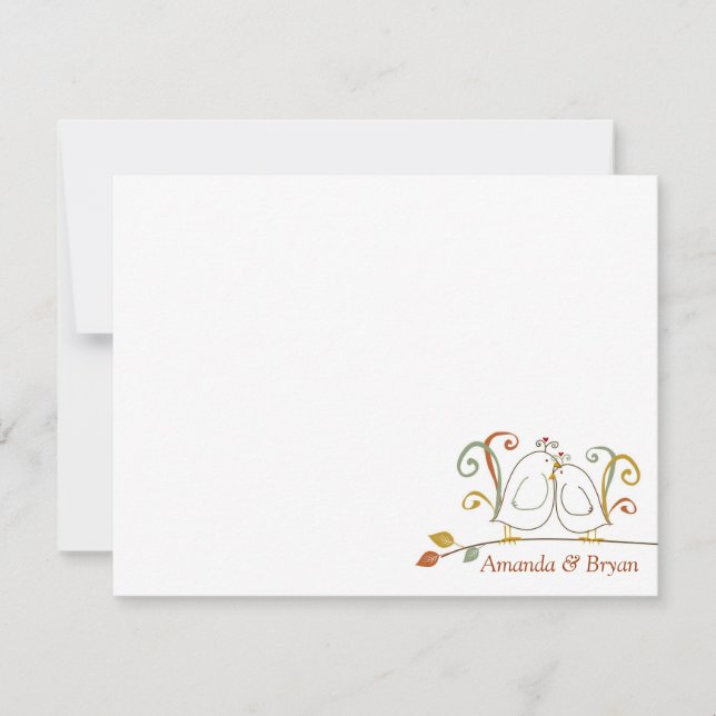 Lovebirds sur Branches Stationery Cartes pour note (Devant)