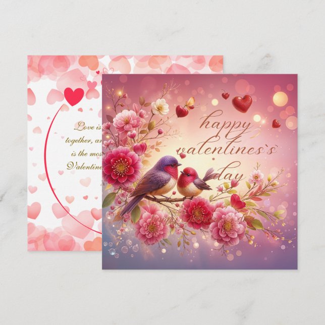 Lovebirds Valentinas Grußkarte Feiertagskarte (Vorne/Hinten)