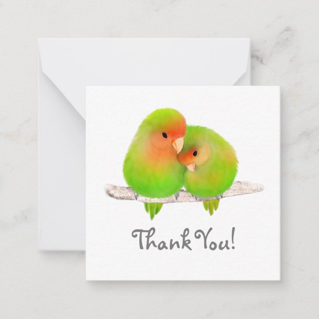 Lovebirds Vielen Dank Mitteilungskarte (Vorderseite)