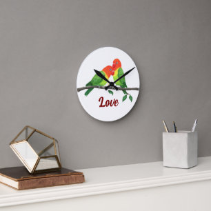 Lovebirds Wall Clock Runde Wanduhr