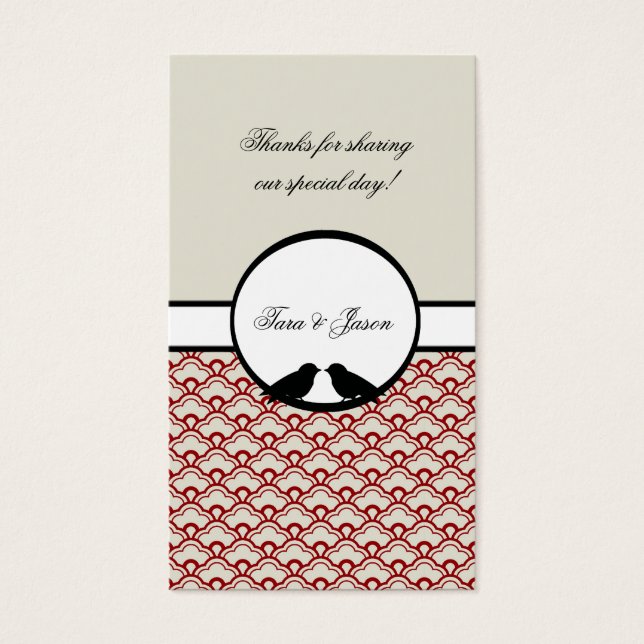 Lovebirds Wedding Favor Cadeau Tags (Devant)