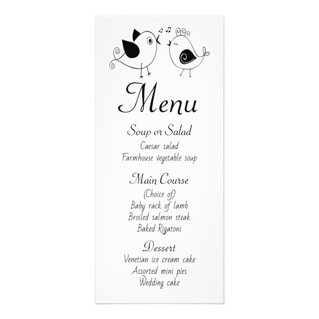 Lovebirds Wedding Party Menu Fête des mariées noir (Devant)