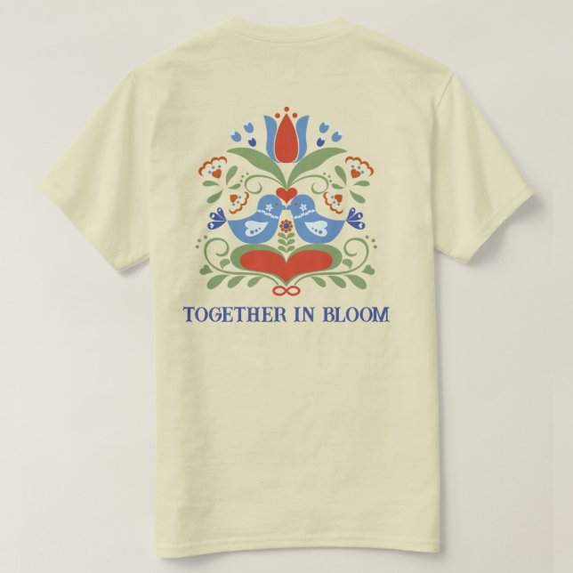 Lovebirts und Blüten T-Shirt (Design Rückseite)