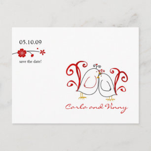 Lovebirts und Kirschblüten Save the Date Karte