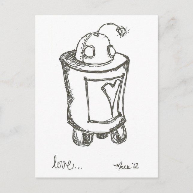 Lovebot Robot Liebe Postcard Postkarte (Vorderseite)