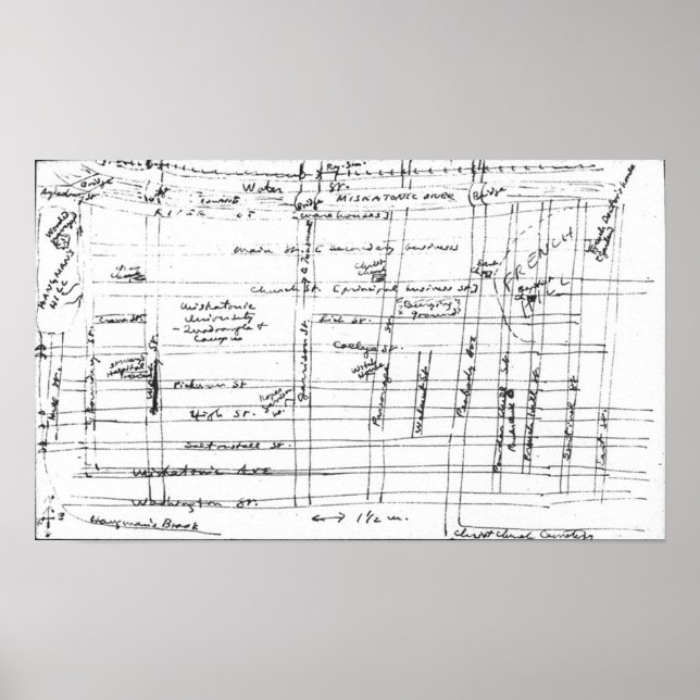 Lovecraft Sketch von Arkham Poster (Vorne)